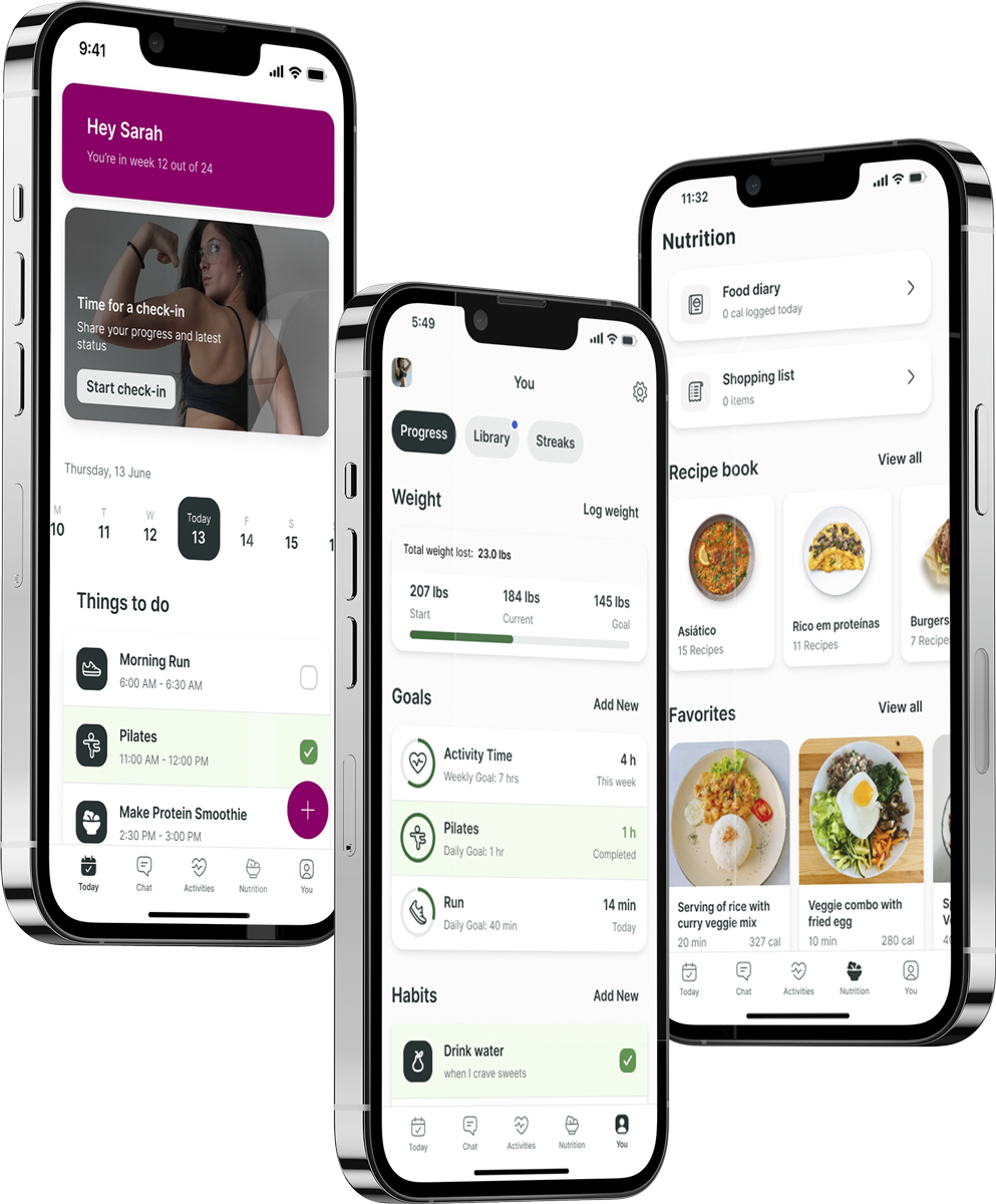 A mockup of the coaching app showcasing the features.